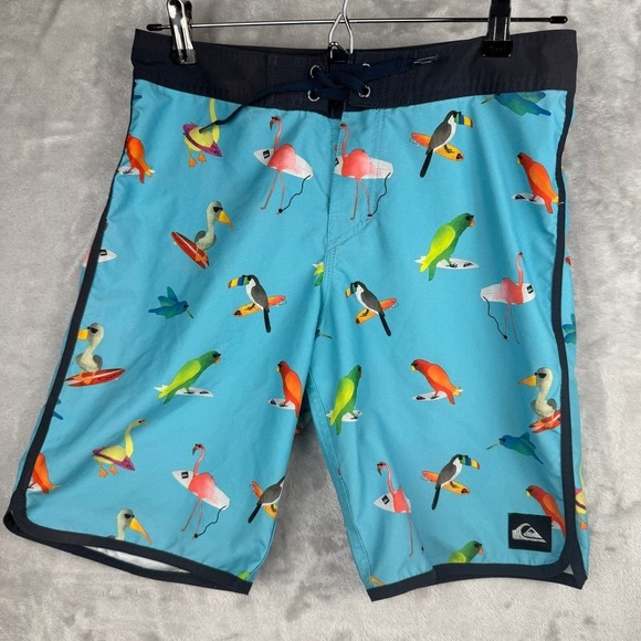 Quiksilver Other - Quiksilver Mens Swim Trunks Board Shorts Blue Bird Print Size‎ 28